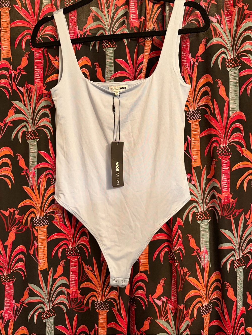 Fashion Nova' light blue Scoop Neck One-Piece
